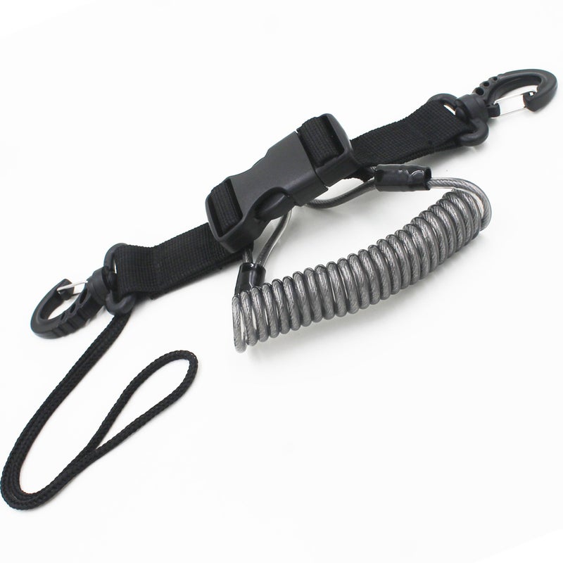 YYST One Stainless Steel Scuba Diving Lanyard Stainless Steel Spring Coiled Lanyard with Quick Release Buckle for Cameras and Dive Lights - Image 1
