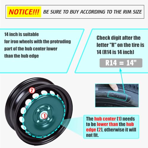 I1MOTOR Black & Blue Hubcaps 14 Inch Universal Wheel Rim Cover, R14 Hub Caps Wheel Covers Snap On Car Pickup Truck SUV, ABS & PC Material, Set of 4, 14-Inch, Black & Blue Lacquer - Image 3