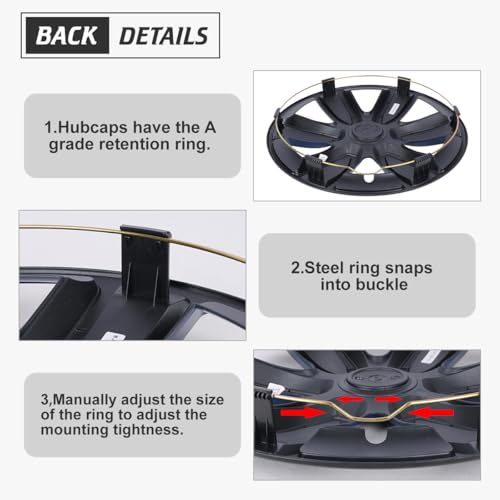 I1MOTOR Black & Blue Hubcaps 14 Inch Universal Wheel Rim Cover, R14 Hub Caps Wheel Covers Snap On Car Pickup Truck SUV, ABS & PC Material, Set of 4, 14-Inch, Black & Blue Lacquer - Image 5