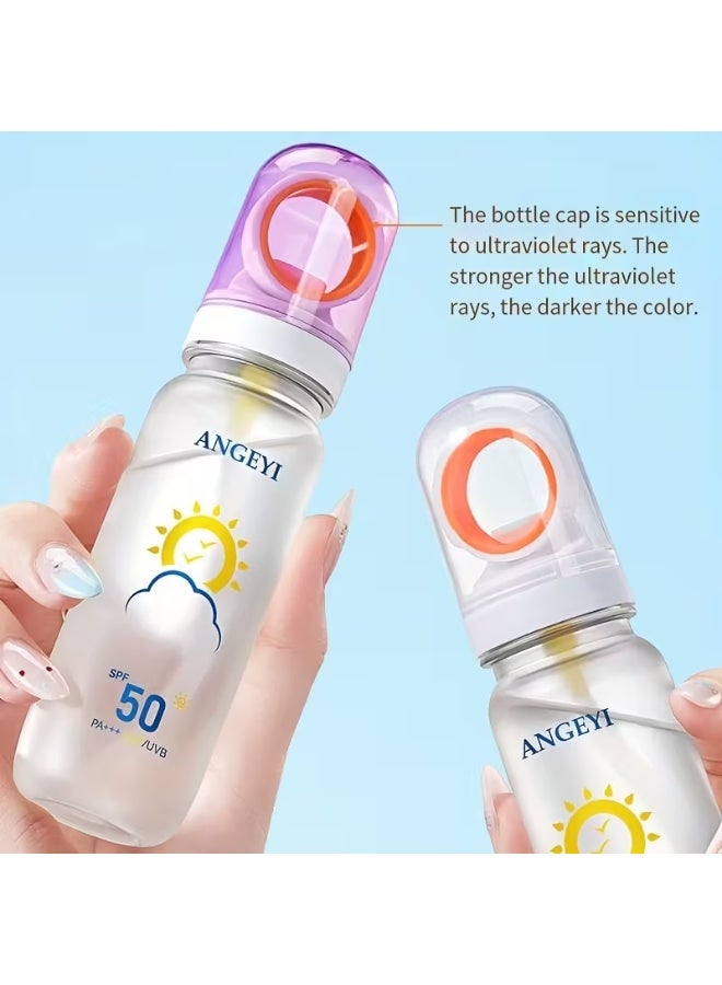 الملائكة بخاخ حماية من الشمس بعامل حماية 50، بخاخ شفاف عالي الحماية من الشمس للوجه والجسم، بخاخ حماية من الشمس للبشرة الحساسة، سريع الجفاف، طويل الأمد، واسع الطيف، مقاوم للماء، غير دهني، شفاف ضد الأشعة فوق البنفسجية الطويلة والمتوسطة، 90 مل - Image 1