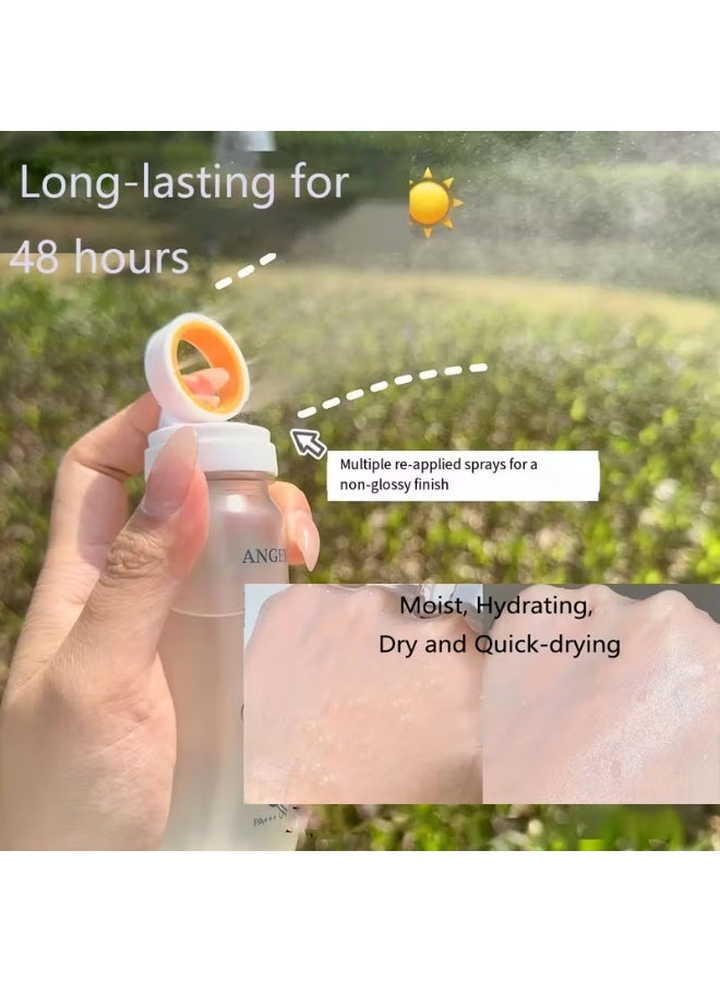 الملائكة بخاخ حماية من الشمس بعامل حماية 50، بخاخ شفاف عالي الحماية من الشمس للوجه والجسم، بخاخ حماية من الشمس للبشرة الحساسة، سريع الجفاف، طويل الأمد، واسع الطيف، مقاوم للماء، غير دهني، شفاف ضد الأشعة فوق البنفسجية الطويلة والمتوسطة، 90 مل - Image 3