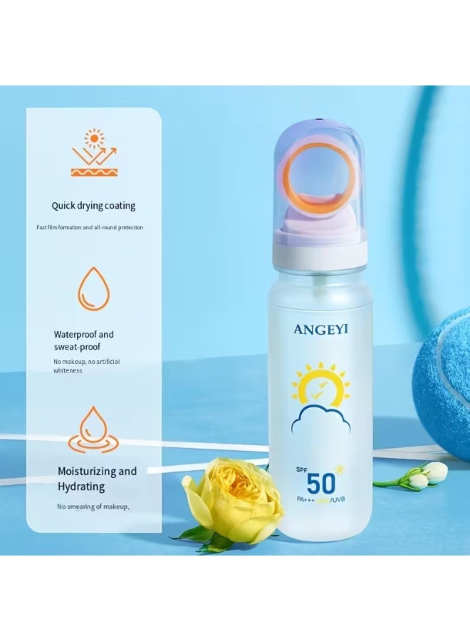 الملائكة بخاخ حماية من الشمس بعامل حماية 50، بخاخ شفاف عالي الحماية من الشمس للوجه والجسم، بخاخ حماية من الشمس للبشرة الحساسة، سريع الجفاف، طويل الأمد، واسع الطيف، مقاوم للماء، غير دهني، شفاف ضد الأشعة فوق البنفسجية الطويلة والمتوسطة، 90 مل - Image 4