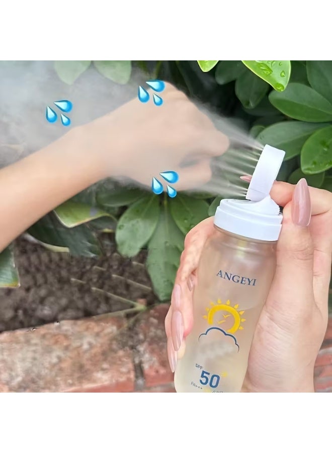 الملائكة بخاخ حماية من الشمس بعامل حماية 50، بخاخ شفاف عالي الحماية من الشمس للوجه والجسم، بخاخ حماية من الشمس للبشرة الحساسة، سريع الجفاف، طويل الأمد، واسع الطيف، مقاوم للماء، غير دهني، شفاف ضد الأشعة فوق البنفسجية الطويلة والمتوسطة، 90 مل - Image 5