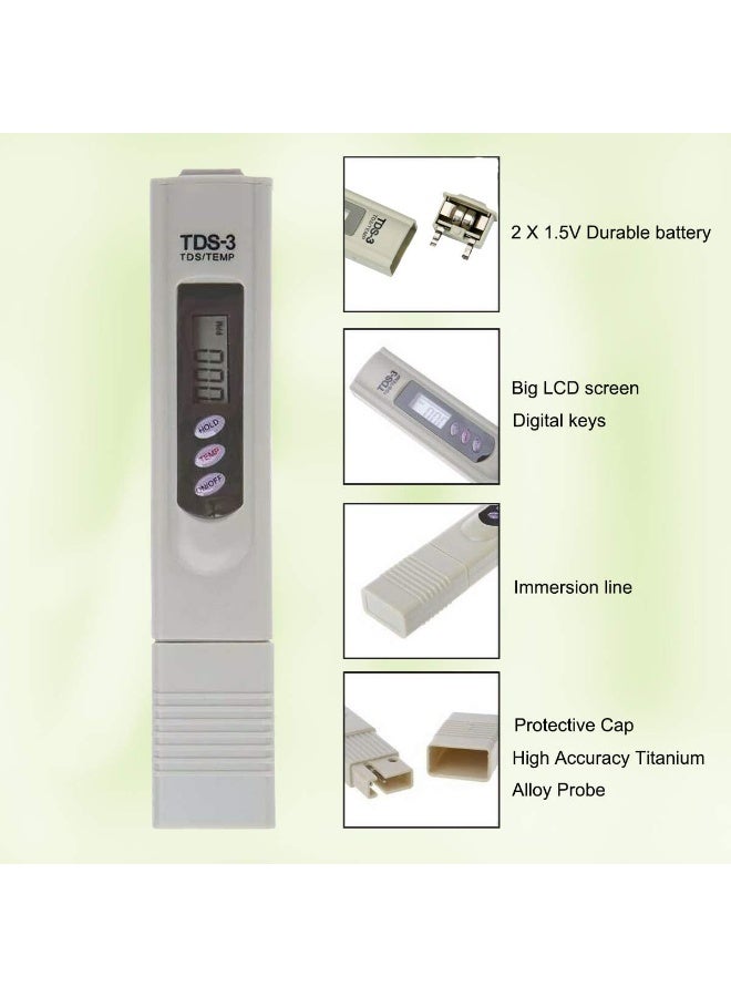 3-in-1 TDS Water Quality Tester, Digital Pen with TDS EC Temperature Meter, 0-9990 ppm ±2% Accuracy, Portable Water Test Meter for Drinking Water, Aquarium, Pool, Hydroponics, Lab - Image 5