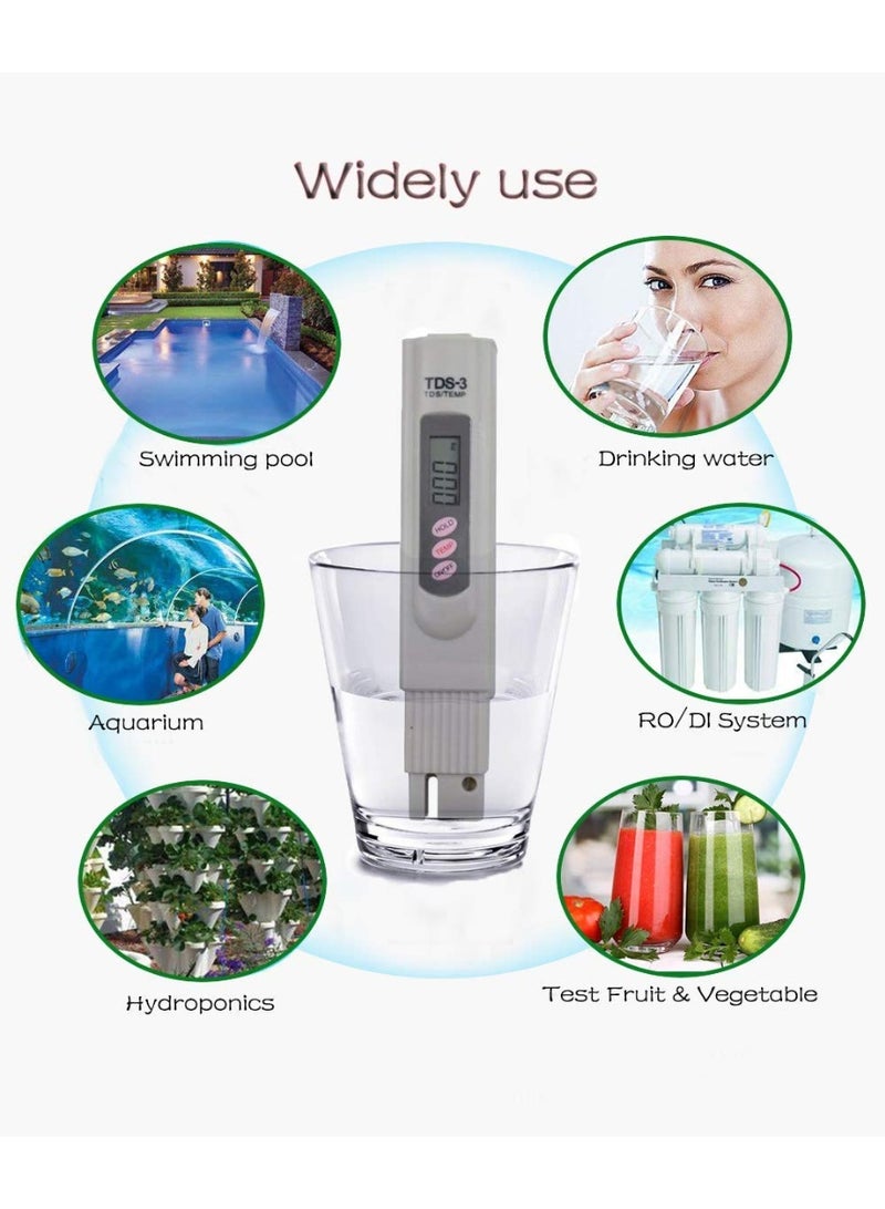 3-in-1 TDS Water Quality Tester, Digital Pen with TDS EC Temperature Meter, 0-9990 ppm ±2% Accuracy, Portable Water Test Meter for Drinking Water, Aquarium, Pool, Hydroponics, Lab - Image 4
