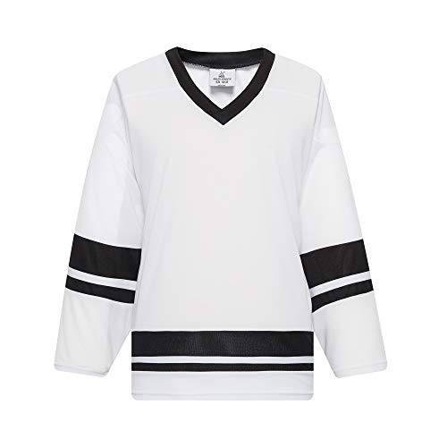 EALER H400 Series Blank Ice Hockey Practice Jersey League Jersey for Men and Boys - Senior and Junior - Adult and Youth White/Black - Image 1