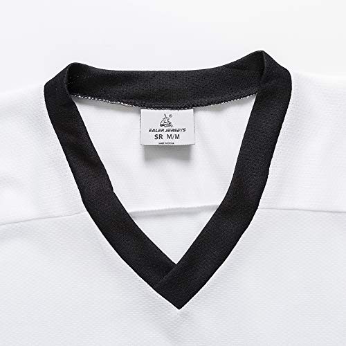 EALER H400 Series Blank Ice Hockey Practice Jersey League Jersey for Men and Boys - Senior and Junior - Adult and Youth White/Black - Image 3