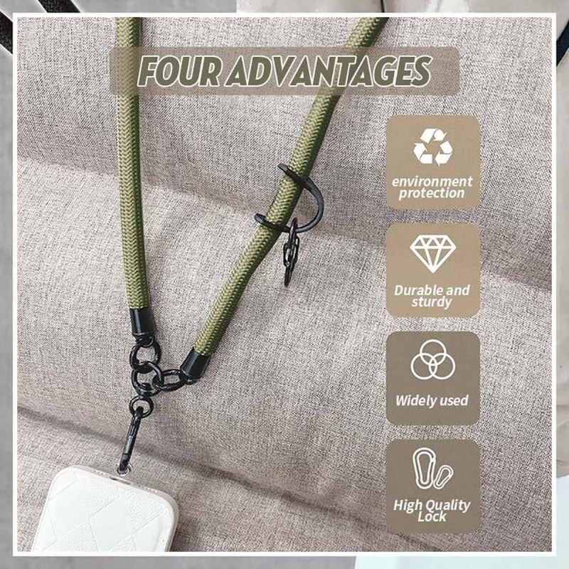 GadgetBite Phone Lanyard for Mobile Strap String Multipurpose Hand Wrist Strap Cross Body Shoulder Strap for Hand Free Carrying Keychain for Cellphone Camera Keys ID Card USB Flash Drive - Olive Green - Image 3