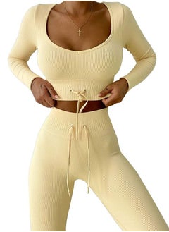 Running fitness sportswear suit yoga two-piece set gather high waist hip hip slim stretch sports suit