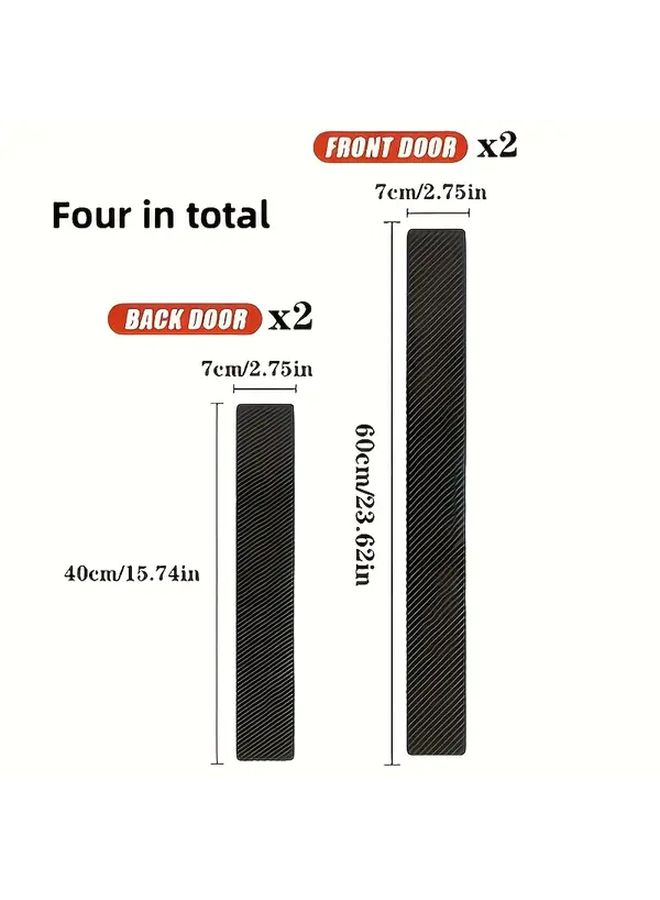 Short 2pcs Car Door Sill Guards Carbon Fiber Texture Scratch Resistant Easy Peel And Stick Installation - Image 2