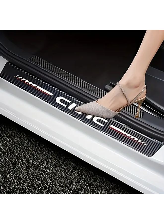 Short 2pcs Car Door Sill Guards Carbon Fiber Texture Scratch Resistant Easy Peel And Stick Installation - Image 3