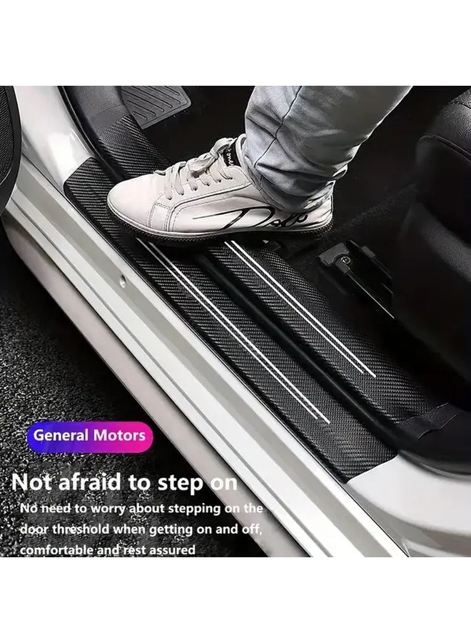 Short 2pcs Car Door Sill Guards Carbon Fiber Texture Scratch Resistant Easy Peel And Stick Installation - Image 1