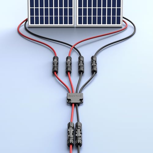 Bateria Power Solar Connectors for 2 Solar Panels, IP68 Waterproof Solar Panel Connectors Splitter, 4 to 2 Y Branch Parallel Adapter for Solar Cable Extension - Image 3