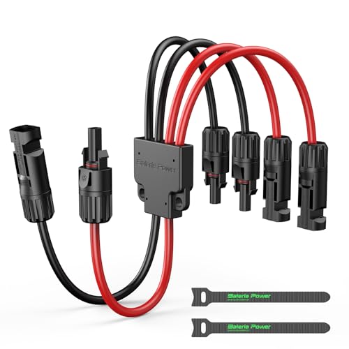 Bateria Power Solar Connectors for 2 Solar Panels, IP68 Waterproof Solar Panel Connectors Splitter, 4 to 2 Y Branch Parallel Adapter for Solar Cable Extension - Image 1