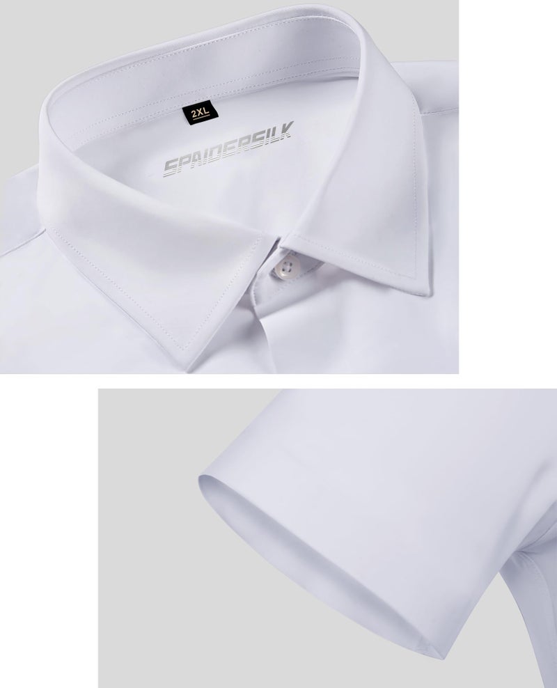 Lion Nardo Stretch Dress Shirts for Men Short Sleeve Slim Fit Casual Button Down Shirts Muscle Fit Men's Dress Shirts - Image 4