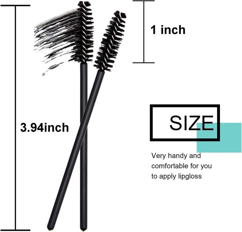 FUIN Disposable Mascara Eyelash Wands Brush for Mascara Brushes for Eye Lashes Extension Eyebrow and Makeup, Mascara Use, Wand Applicator Lash Makeup Stick, Black, 50 Pcs - Image 2