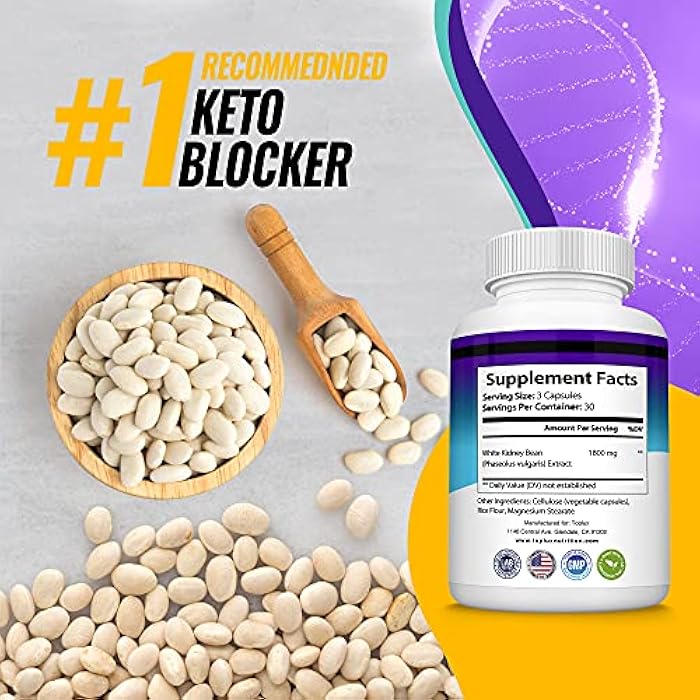 Toplux Keto Blocker Pills White Kidney Bean Extract - 1800 mg Natural Ketosis, Support Keto Diet, for Men Women, 90 Capsules, Supplement - Image 5