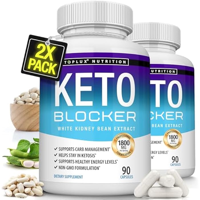 Toplux Keto Blocker Pills White Kidney Bean Extract - 1800 mg Natural Ketosis, Support Keto Diet, for Men Women, 90 Capsules, Supplement - Image 1