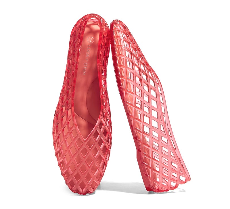 LUCKY STEP Women's Jelly Ballet Flats Mesh Casual Comfortable Jellies Shoes Clear Hollow Breathable Sandals(10 M US Red) - Image 1