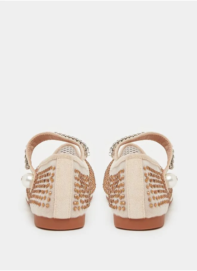 Styli Rhinestone Design Ballerina Shoes