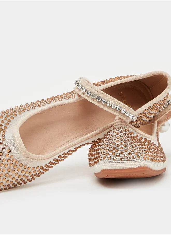 Styli Rhinestone Design Ballerina Shoes