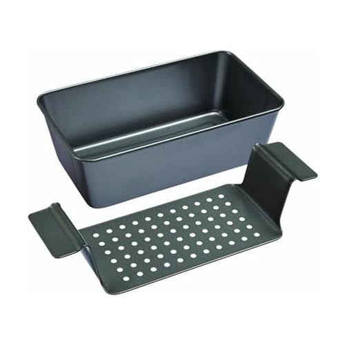 Chicago Metallic 2-Piece Healthy Meatloaf Pan with Draining Insert Professional Grade Non-Stick Carbon Steel Baking Pan with Lift and Serve Feature, 12.2 inch, Grey - Image 1