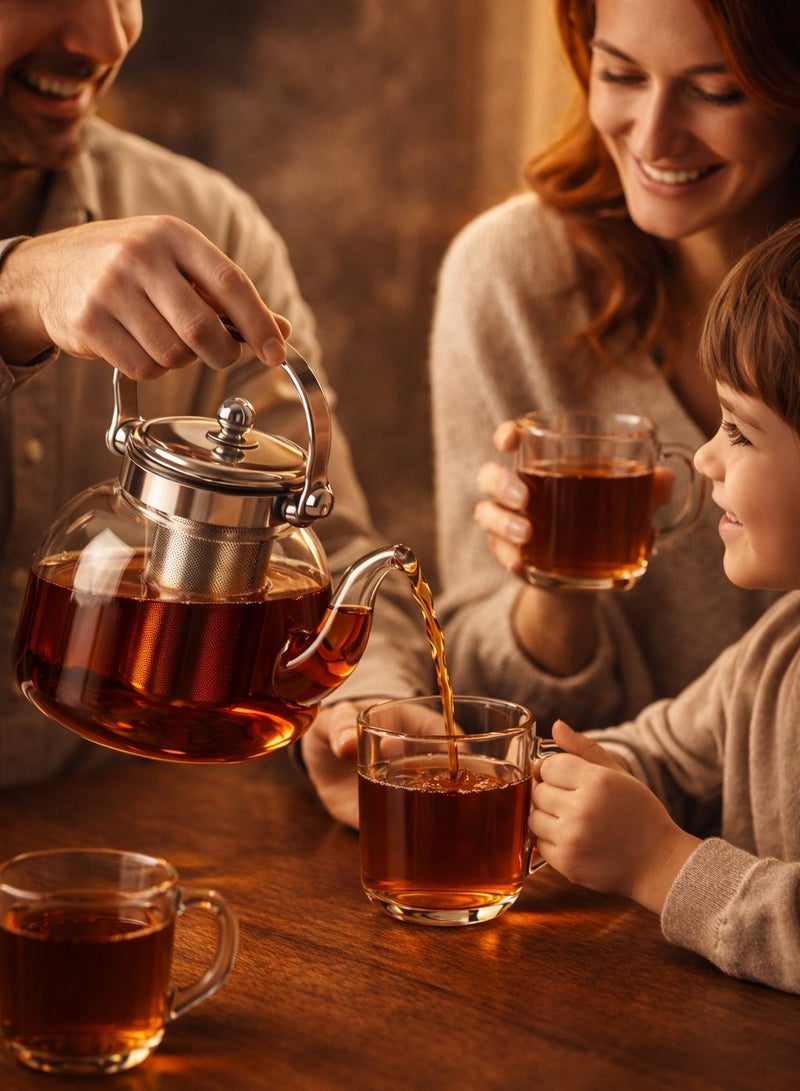 Glass Teapot with Stainless Steel Infuser – Heat-Resistant Kettle for Loose Leaf Tea, 1L - Image 3