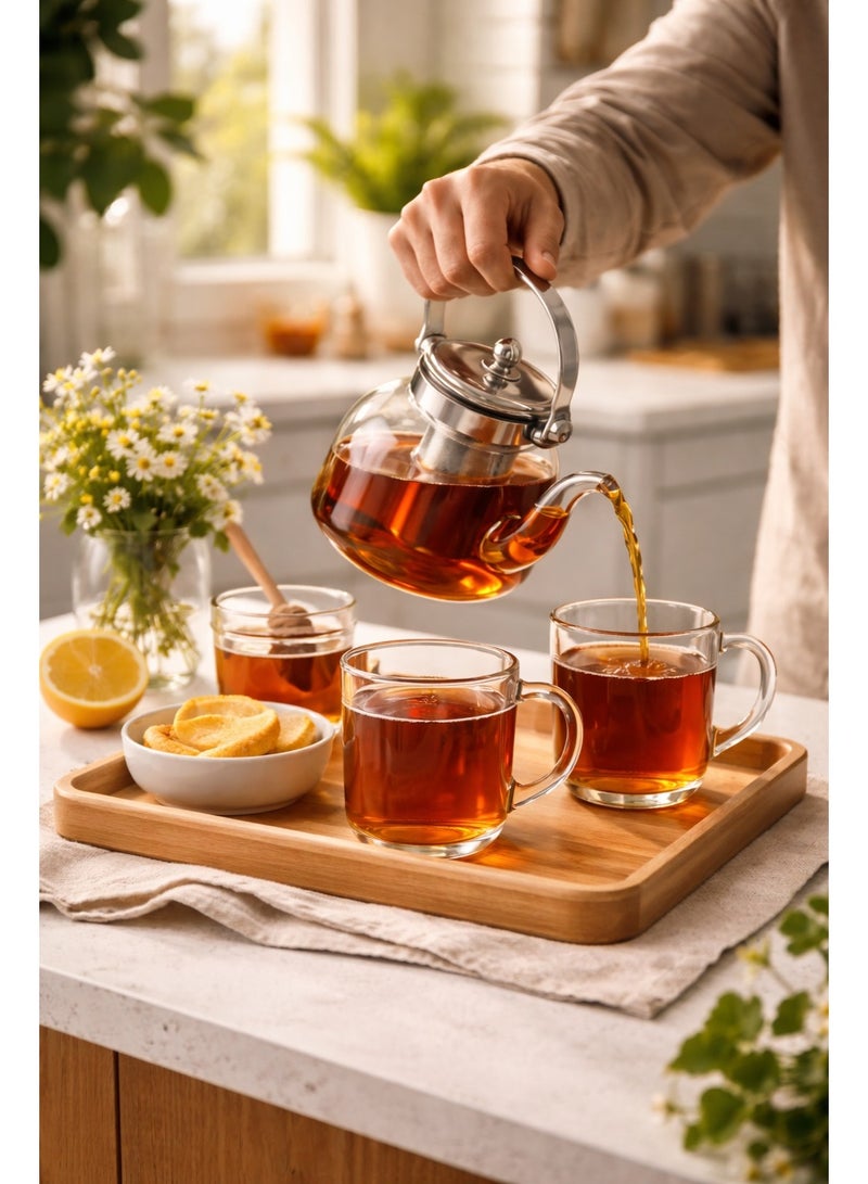 Glass Teapot with Stainless Steel Infuser – Heat-Resistant Kettle for Loose Leaf Tea, 1L - Image 4