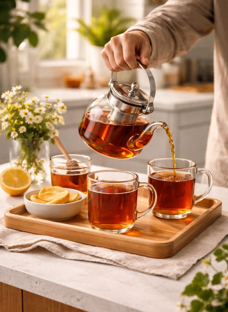 Glass Teapot with Stainless Steel Infuser – Heat-Resistant Kettle for Loose Leaf Tea, 1L - Image 1