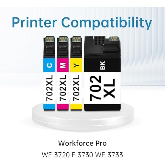 702XL INK REMANUFACTURED REPLACEMENT FOR EPSON 702 702XL INK CARTRIDGES COMBO PACK T702XL 702 T702 TO USE WITH WORKFORCE PRO WF-3720 WF-3730 WF-3733 PRINTER (4-PACK) - Image 3