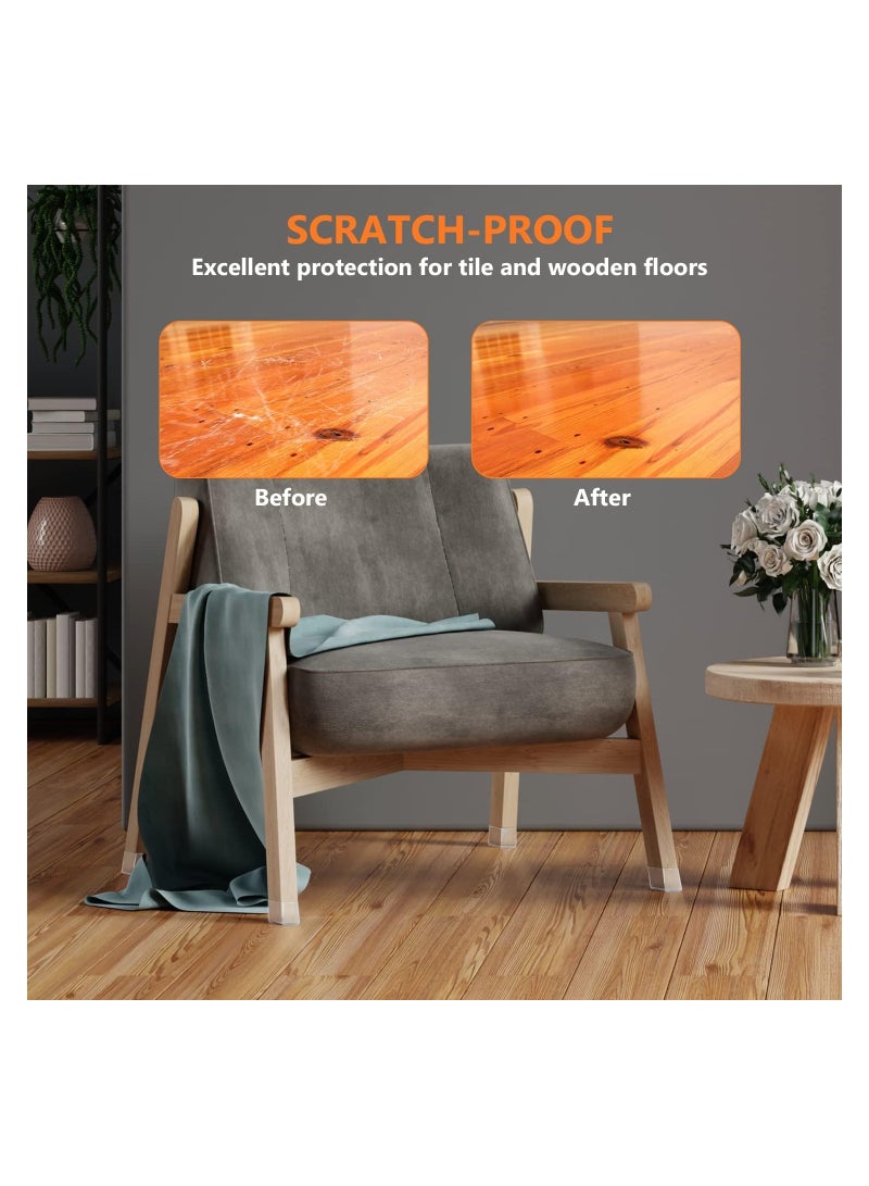 Zikra 36 Pcs Square Chair Leg Floor Protectors, Furniture Pads for Hardwood Floors Silicone Chair Leg Caps Cover - Image 3