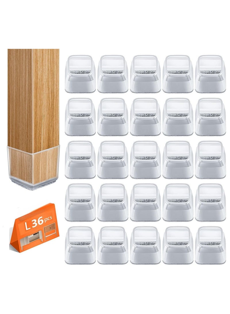 Zikra 36 Pcs Square Chair Leg Floor Protectors, Furniture Pads for Hardwood Floors Silicone Chair Leg Caps Cover - Image 1