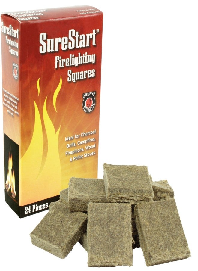 Meeco's Red Devil 418 SureStart Firelighting Squares (Pack of 24) - Quick & Easy Fire Starters for Fireplaces, Wood Stoves, Campfires & Grills - Burns 8-12 Minutes, Even When Wet - Made in Germany