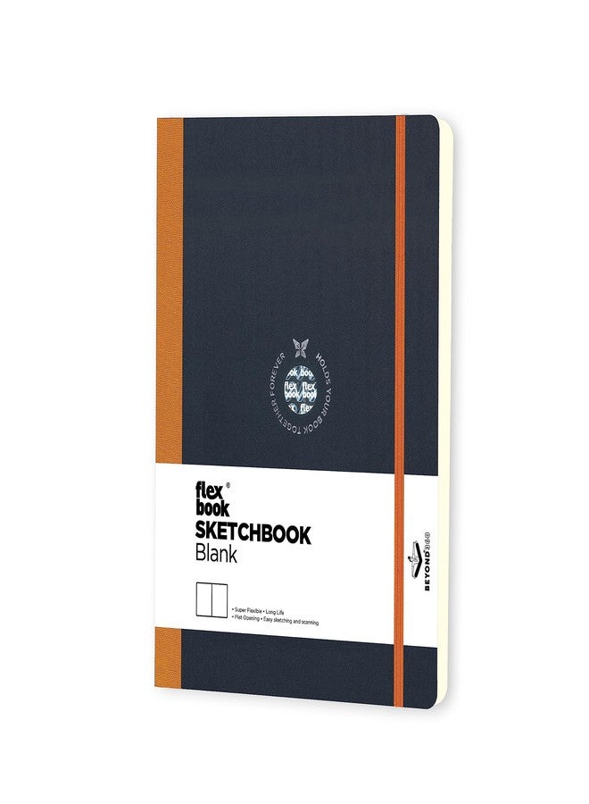 flexbook Sketchbook Orange | Medium | 15.5x21.5cm | 96 pages | 170gsm Special Quality Munken Paper | Special Black Art Paper Cover | Elastic Band Closure | FSC Certified - Image 1