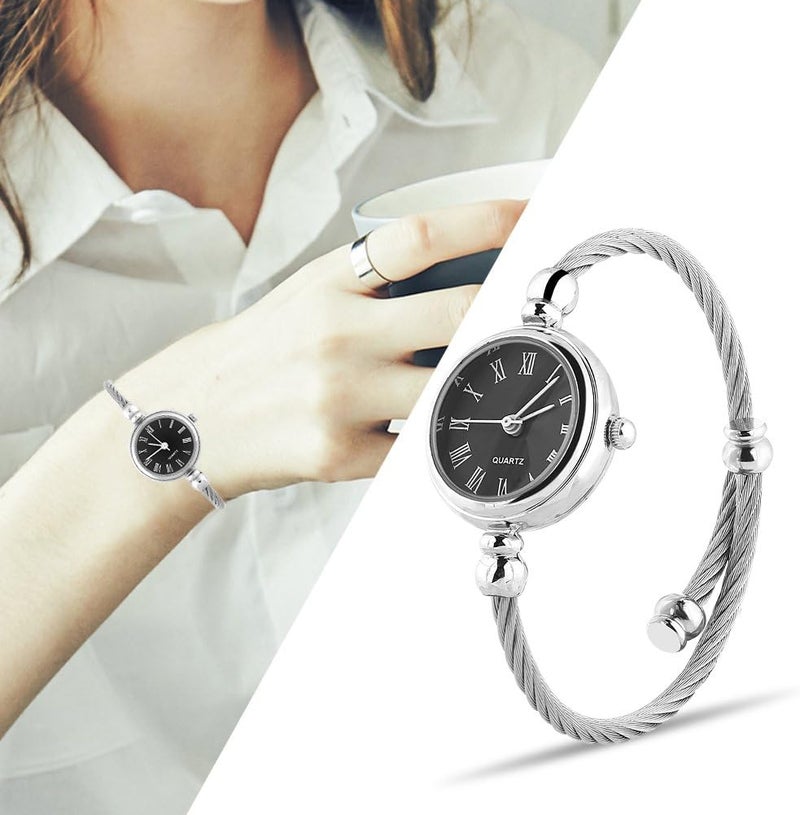 klarako c, Female Analog Round Quartz Alloy Strap Open Bracelet Watch Wristwatch(#1) - Image 4