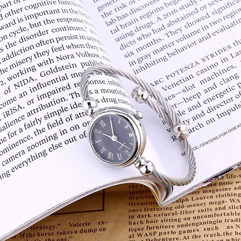 klarako c, Female Analog Round Quartz Alloy Strap Open Bracelet Watch Wristwatch(#1) - Image 3