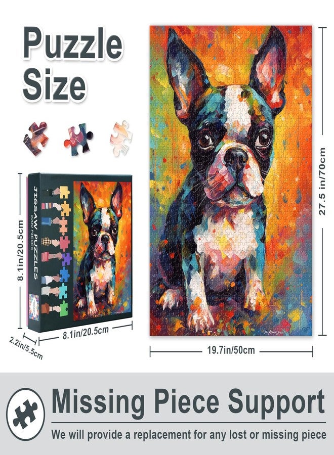 Rebotipy French Bulldog 1000-Piece Jigsaw Puzzle - 20 x28 inch Digital Art Style of a Dog Mindfulness Puzzles for Adults, Vintage Art Design with Intricate Details, Unique Gift for Parlour Games - Image 3