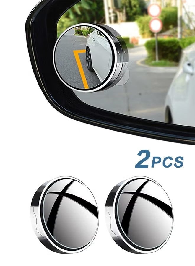 2 Pieces Vacuum Blind Spot Mirror, No Glue, No Harm To The Car Mirror, 2 Inch Round Hd Glass Convex Wide Angle Side Mirrors, Convex Mirrors for Any Car, Van, Suv and Truck (Silver, 2 Pcs) - Image 1