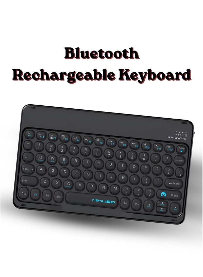 Mikuso Bluetooth Wireless Keyboard Ultra Slim, Rechargeable Keyboard with Type-C Fast Charging Port, 180mAh Long Battery Life, Portable Compact Silent Keyboard Compatible with Android, iPad, Tablets, Windows, Mac OS, Laptop, PC, Smartphone – Multi Device Bluetooth Keyboard for Home, Office & Travel - Image 1