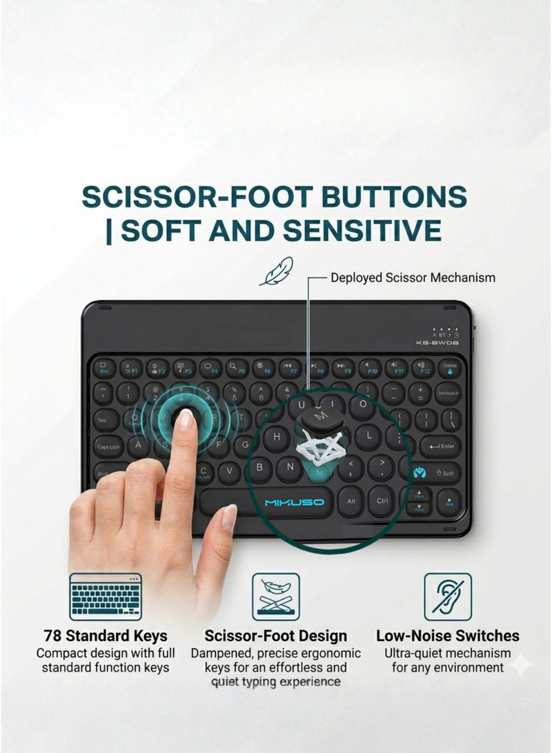 Mikuso Bluetooth Wireless Keyboard Ultra Slim, Rechargeable Keyboard with Type-C Fast Charging Port, 180mAh Long Battery Life, Portable Compact Silent Keyboard Compatible with Android, iPad, Tablets, Windows, Mac OS, Laptop, PC, Smartphone – Multi Device Bluetooth Keyboard for Home, Office & Travel - Image 5