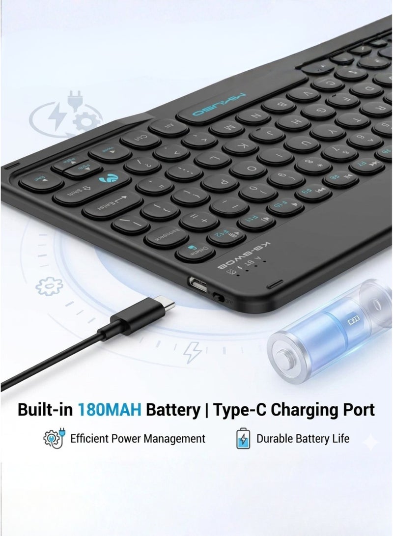 Mikuso Bluetooth Wireless Keyboard Ultra Slim, Rechargeable Keyboard with Type-C Fast Charging Port, 180mAh Long Battery Life, Portable Compact Silent Keyboard Compatible with Android, iPad, Tablets, Windows, Mac OS, Laptop, PC, Smartphone – Multi Device Bluetooth Keyboard for Home, Office & Travel - Image 4