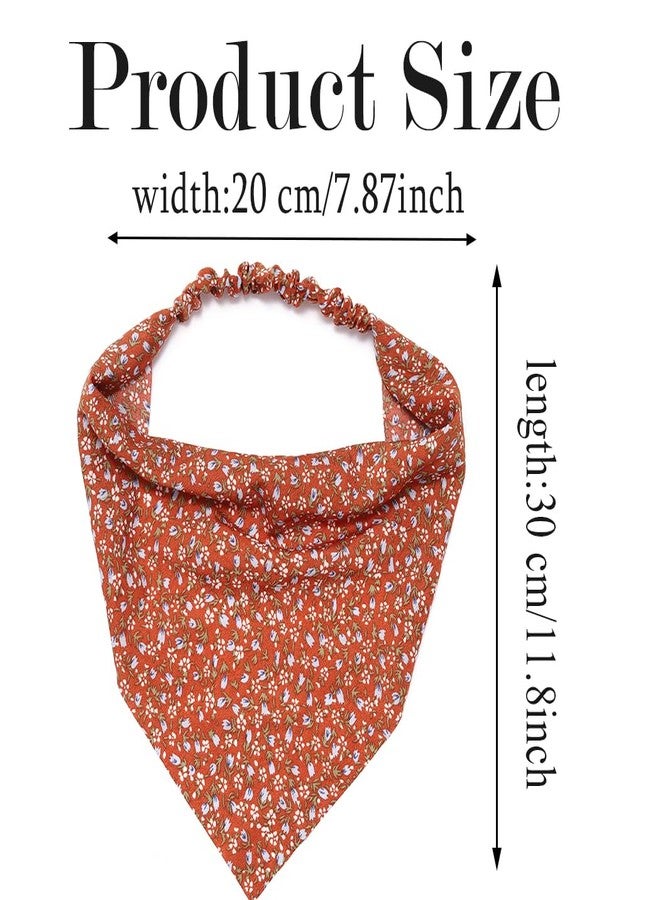 Urieo 3 Pcs Floral Hair Bandanas Boho Triangle Head Kerchief Party Daily Elastic Printed Hair Scarf Headbands for Women Girls - Image 4