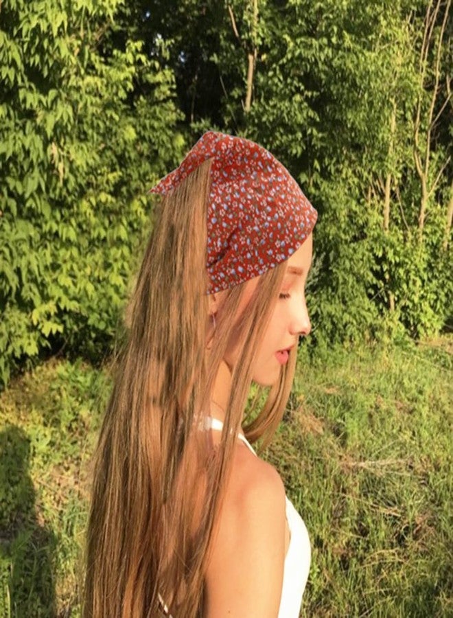 Urieo 3 Pcs Floral Hair Bandanas Boho Triangle Head Kerchief Party Daily Elastic Printed Hair Scarf Headbands for Women Girls - Image 3