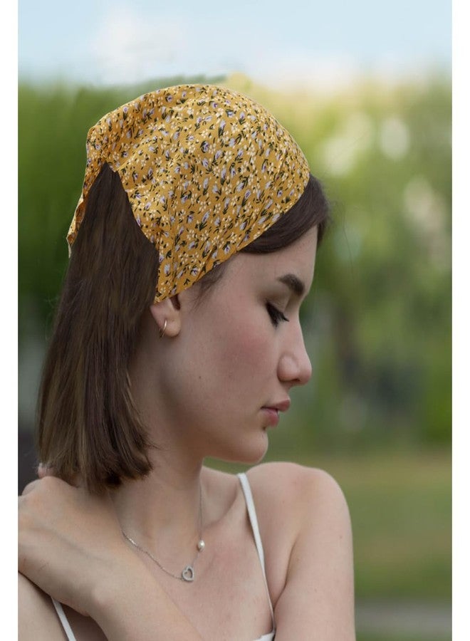 Urieo 3 Pcs Floral Hair Bandanas Boho Triangle Head Kerchief Party Daily Elastic Printed Hair Scarf Headbands for Women Girls - Image 2