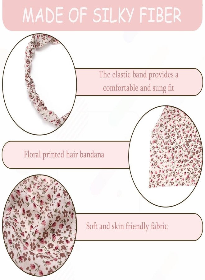 Urieo 3 Pcs Floral Hair Bandanas Boho Triangle Head Kerchief Party Daily Elastic Printed Hair Scarf Headbands for Women Girls - Image 5