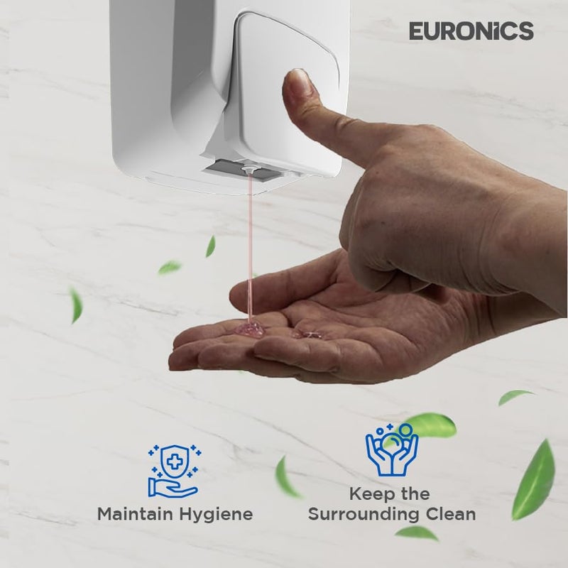 EURONICS Plastic 1000 Ml Liquid Soap Dispenser For Bathroom & Offices | Wall Mounted | Es43,White - Image 4