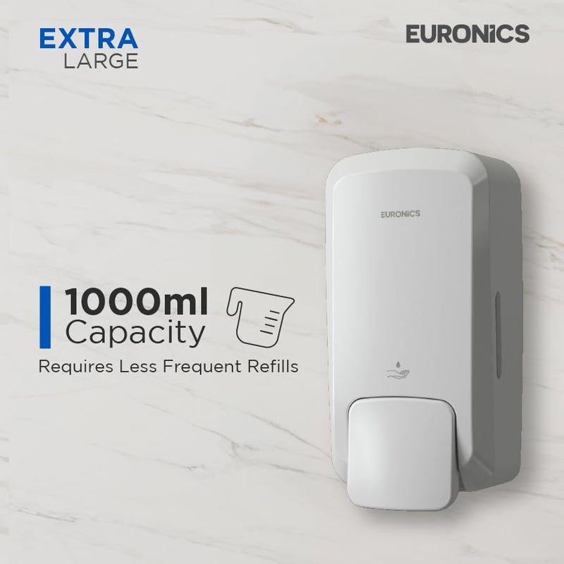 EURONICS Plastic 1000 Ml Liquid Soap Dispenser For Bathroom & Offices | Wall Mounted | Es43,White - Image 5
