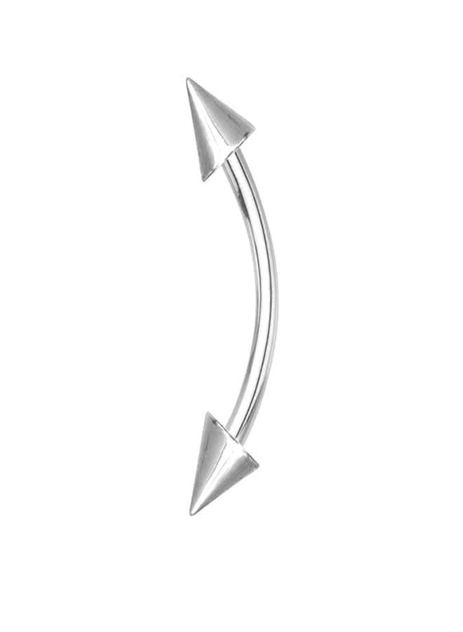 Ervio Curved Eyebrow Barbell Ring | Silver Stainless Steel Body Piercing Jewelry for Ear, Lip, Belly, Tongue, Nipple | Unisex Cartilage Rook Daith Tragus Studs for Men & Women - Image 2