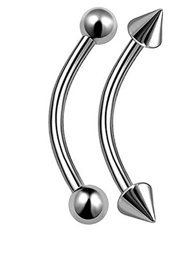 Ervio Curved Eyebrow Barbell Ring | Silver Stainless Steel Body Piercing Jewelry for Ear, Lip, Belly, Tongue, Nipple | Unisex Cartilage Rook Daith Tragus Studs for Men & Women - Image 1
