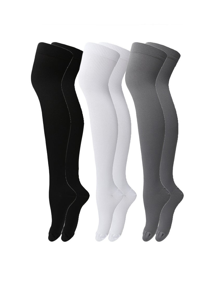 Generic 3 Pack run Socks, Soft Long Calf Baseball Socks Athletic Running Socks  Long Sock Sports Outdoor Socks Compression Sock - Image 1